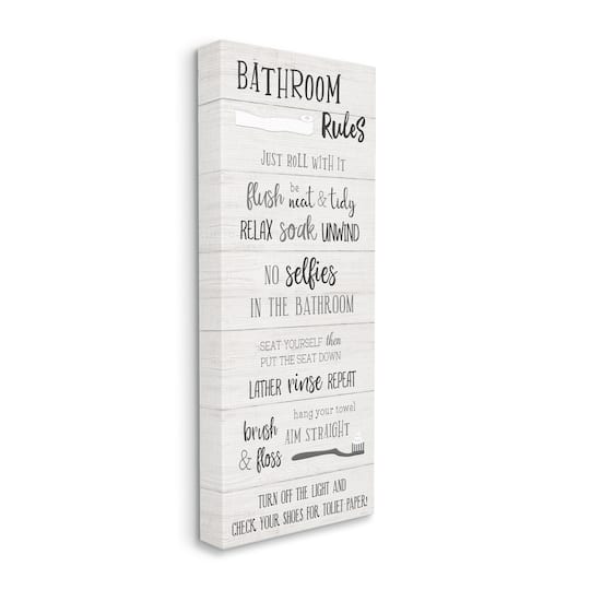 Stupell Industries Bathroom Rules Sign Toilet Paper Fun Phrases Canvas Wall Art